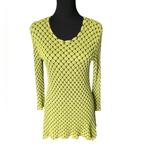 Tianello Asbury Tunic, Chartreuse & Black Honeycomb, Size Large, Made in the USA - Picture 1 of 5